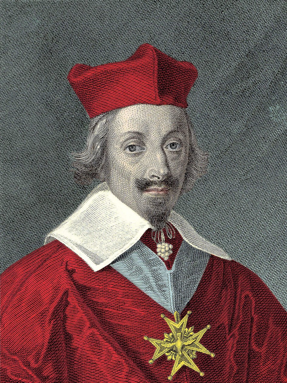 Porträtt av Armand Jean Du Plessis, kardinal De Richelieu (1585-1642) Plåt och fransk politiker av Anonymous Anonymous