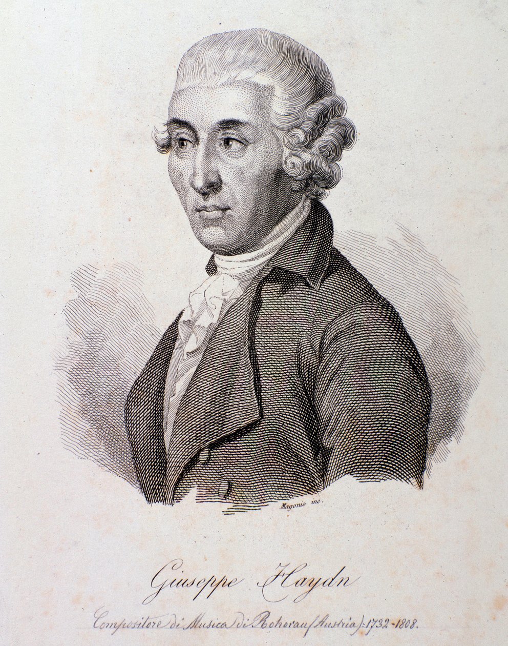 Porträtt av den österrikiska kompositören Joseph Haydn (1732-1809) Gravyr. 1800-talets privatsamling av Anonymous Anonymous