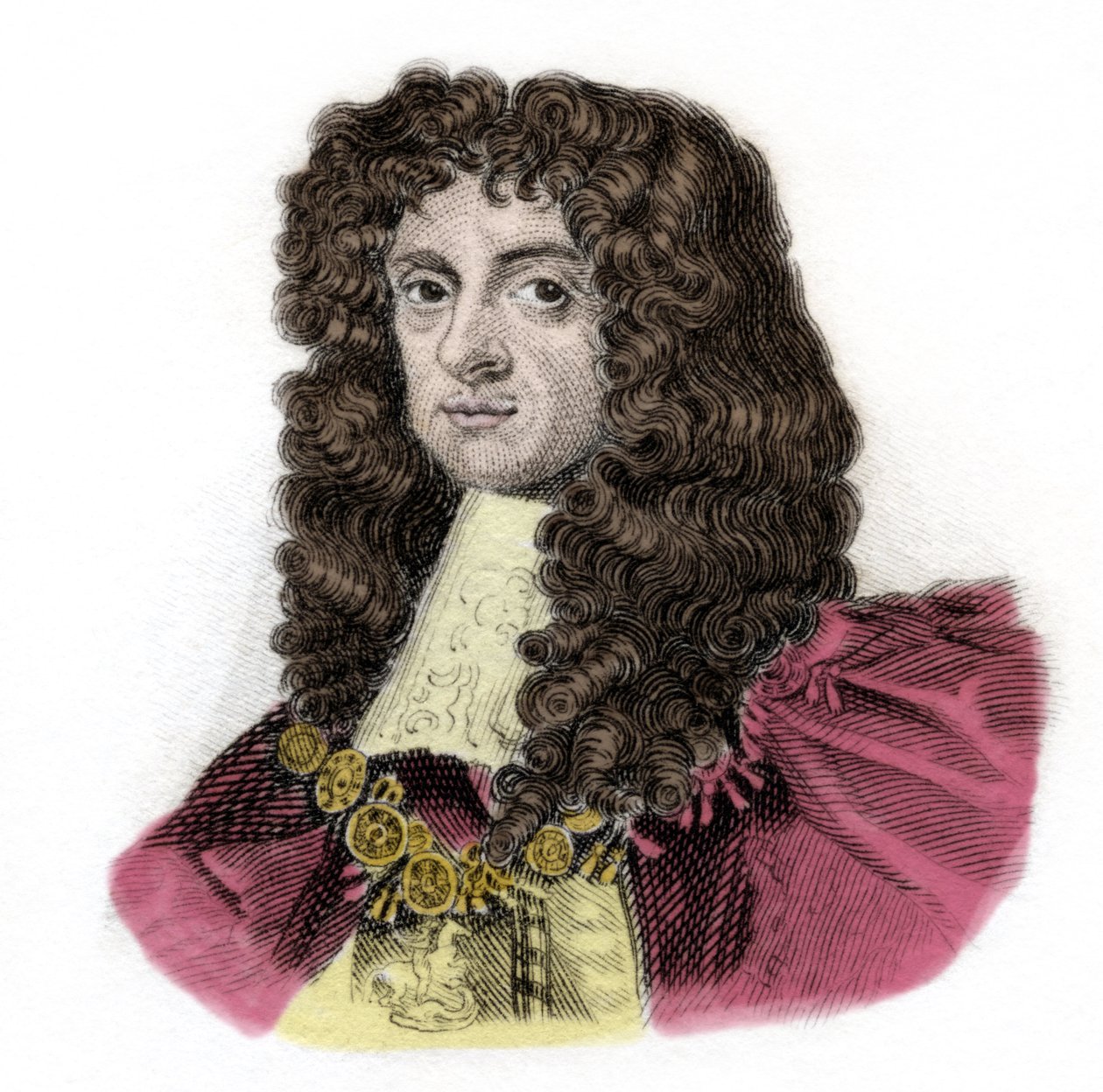 Porträtt av Karl II (1630-1685) Kung av England Gravyr från 1800-talet. Milanese av Anonymous Anonymous
