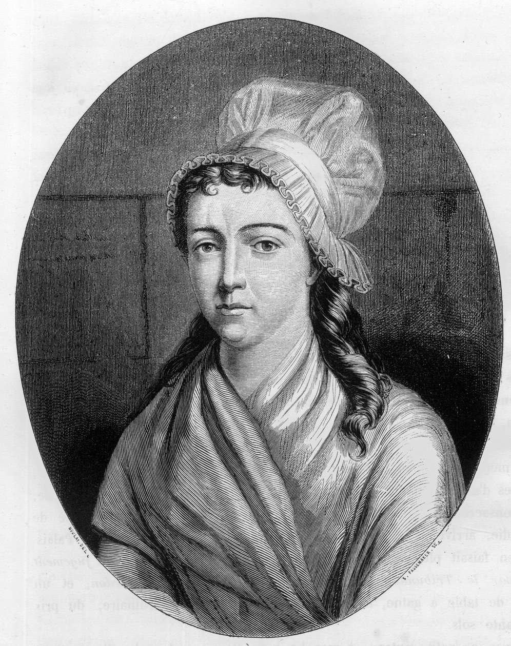 Porträtt av Charlotte Corday (1768 - 1793) - Gravyr från 1863 i "Le Livre Rouge - Histoire De L