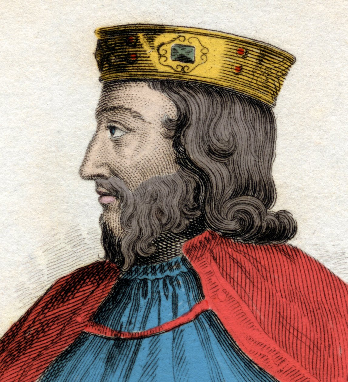 Porträtt av Clovis I (466-511), kung av frankerna. Gravyr av 1800-talet. Milanese av Anonymous Anonymous