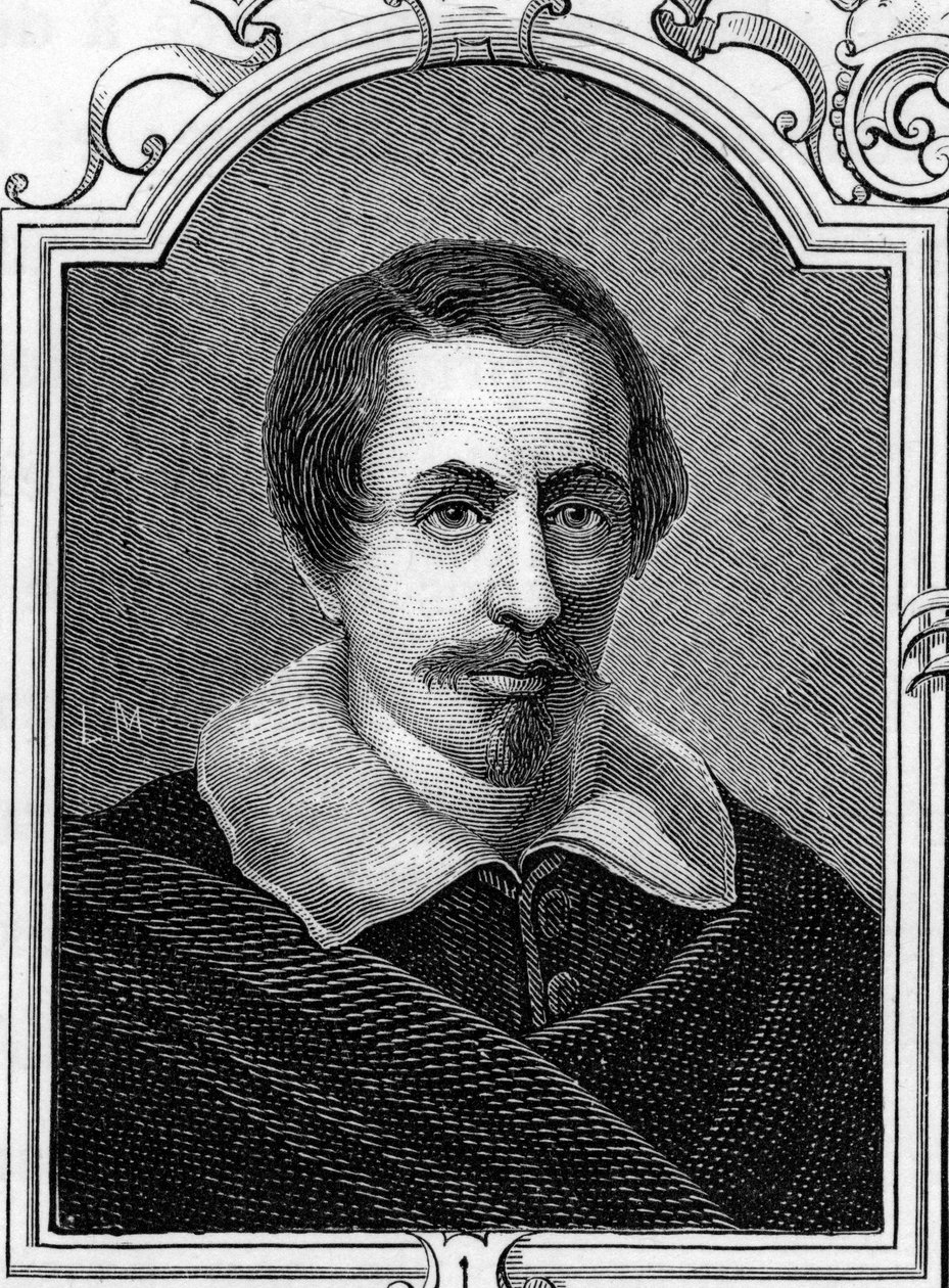 Porträtt av Daniele Crespi (1598-1630) italiensk målare. Gravyr av 1859 i "" gallerierna i Europa - Italien"" av Armandaud. Privat samling. av Anonymous Anonymous