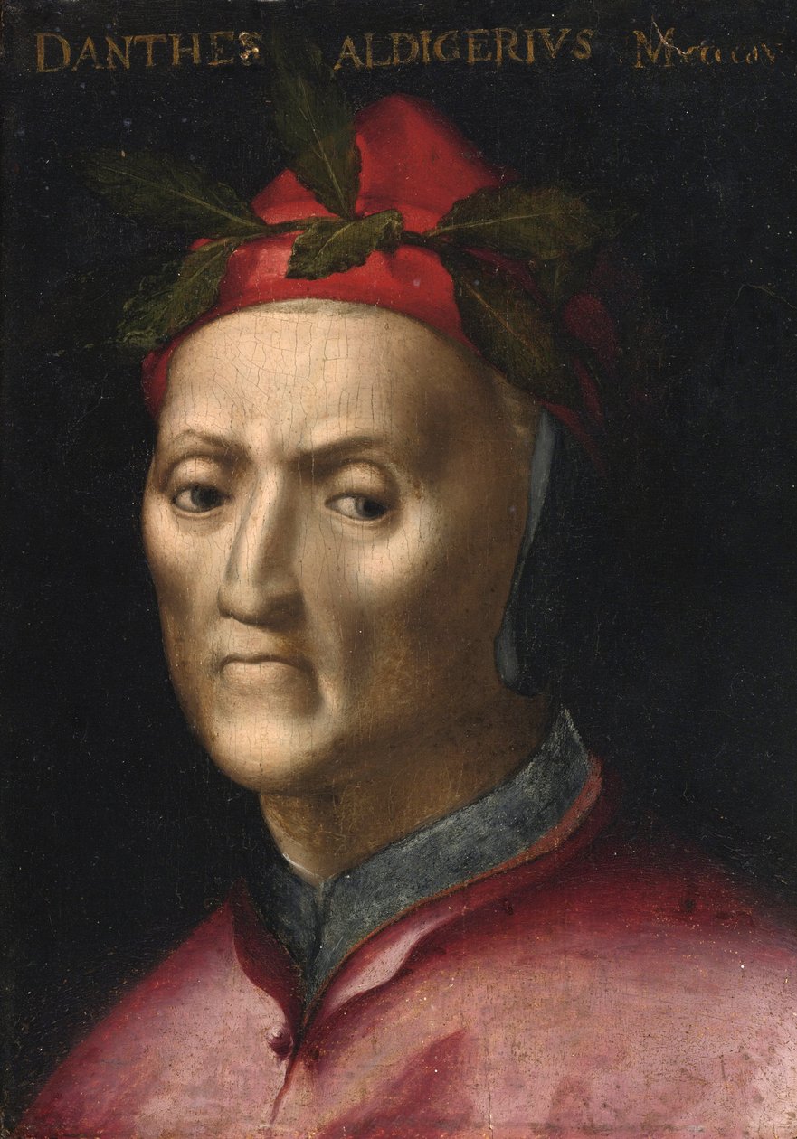 Porträtt av Dante Alighieri (1265-1321) - Anonym målning från 1500-talet - privat samling av Anonymous Anonymous