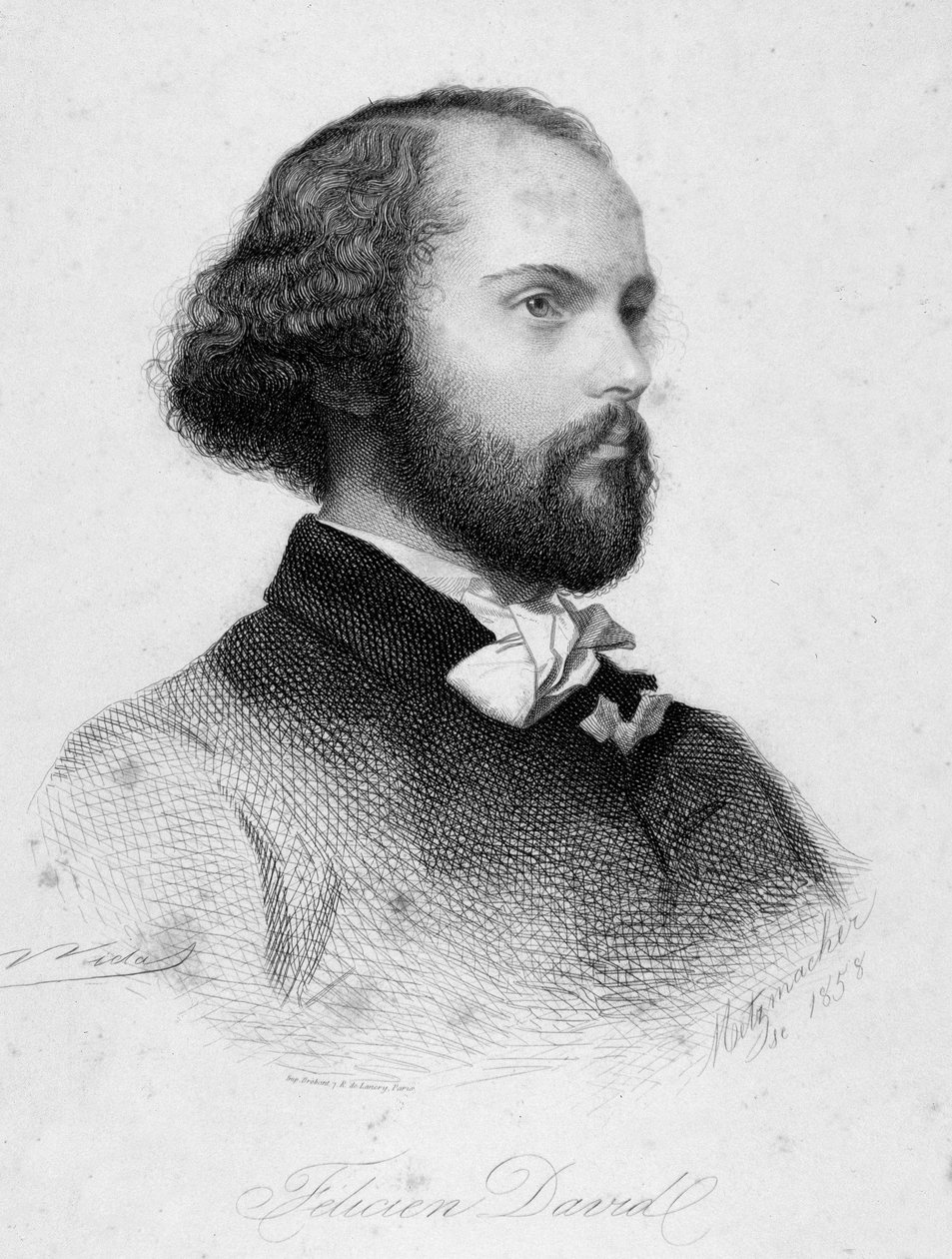 Porträtt av Felicien Cesar David (gravyr) av Anonymous Anonymous