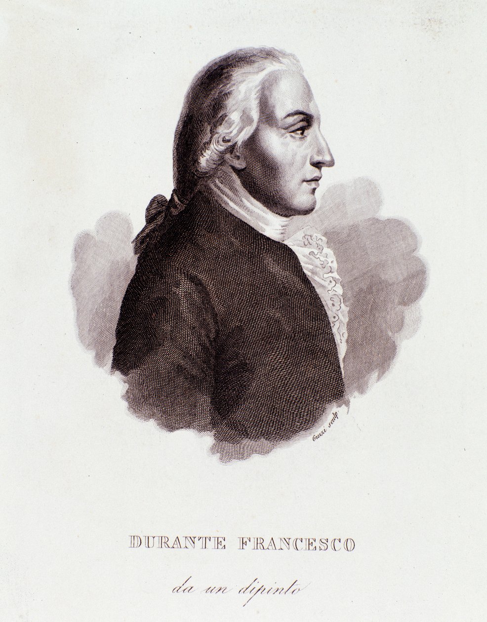 Porträtt av Francesco Durante (1684-1755) italiensk kompositör efter målning. 1800-talet. Milanesisk privatsamling av Anonymous Anonymous