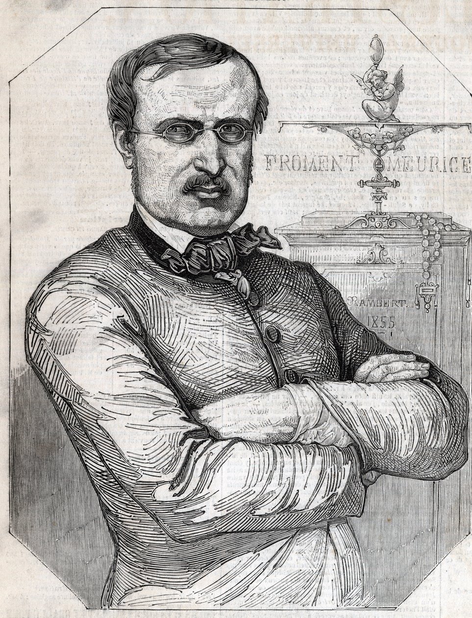 Porträtt av Francois-Desire Froment-Meurice (Francois Desire Froment Meurice) (1802-1855) Fransk guldfisk. Gravyr från 1855. Privat samling. av Anonymous Anonymous