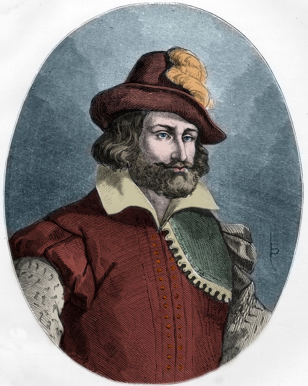 Porträtt av Francois Ravaillac (1578-1610), mördaren av Henri IV (1553-1610) gravyr - Porträtt av Francois Ravaillac (1578-1610) mördare av kung Henrik IV (1553-1610) - Gravering av 1863 i "The Red Book - Histoire De L