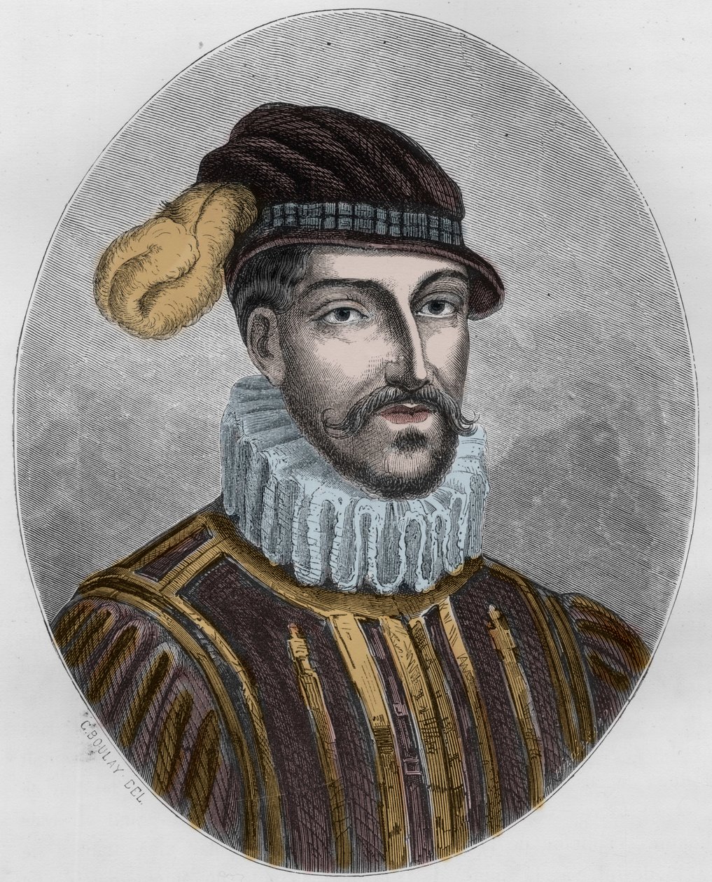 Porträtt av Gabriel de Lorges, greve av Montgommery (1530-1574) - Gravyr från 1863 i "" Le Livre Rouge - Histoire De L