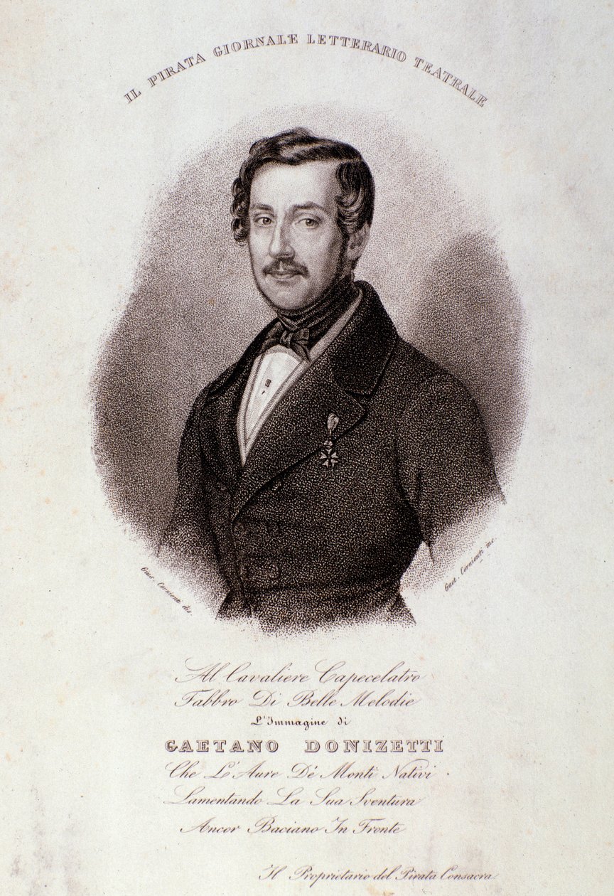Porträtt av Gaetano Donizetti (gravyr) av Anonymous Anonymous