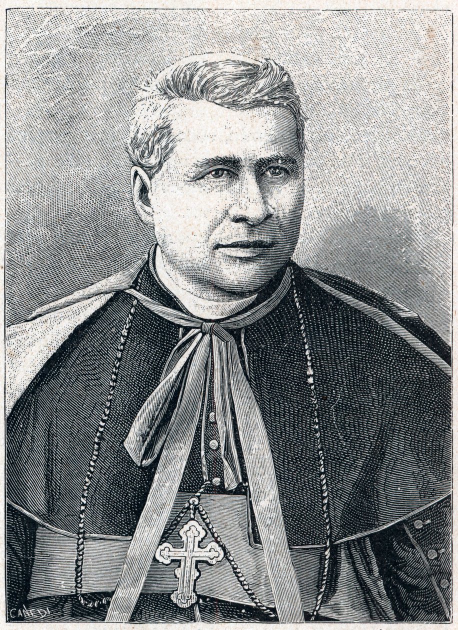 Porträtt av Giovanni Simeoni (1816-1892), italiensk kardinal. Gravyr i "The Catholic Missions in the XIXth Century"" av Louis-Eugene (Louis Eugene) Louvet. privat samling. av Anonymous Anonymous