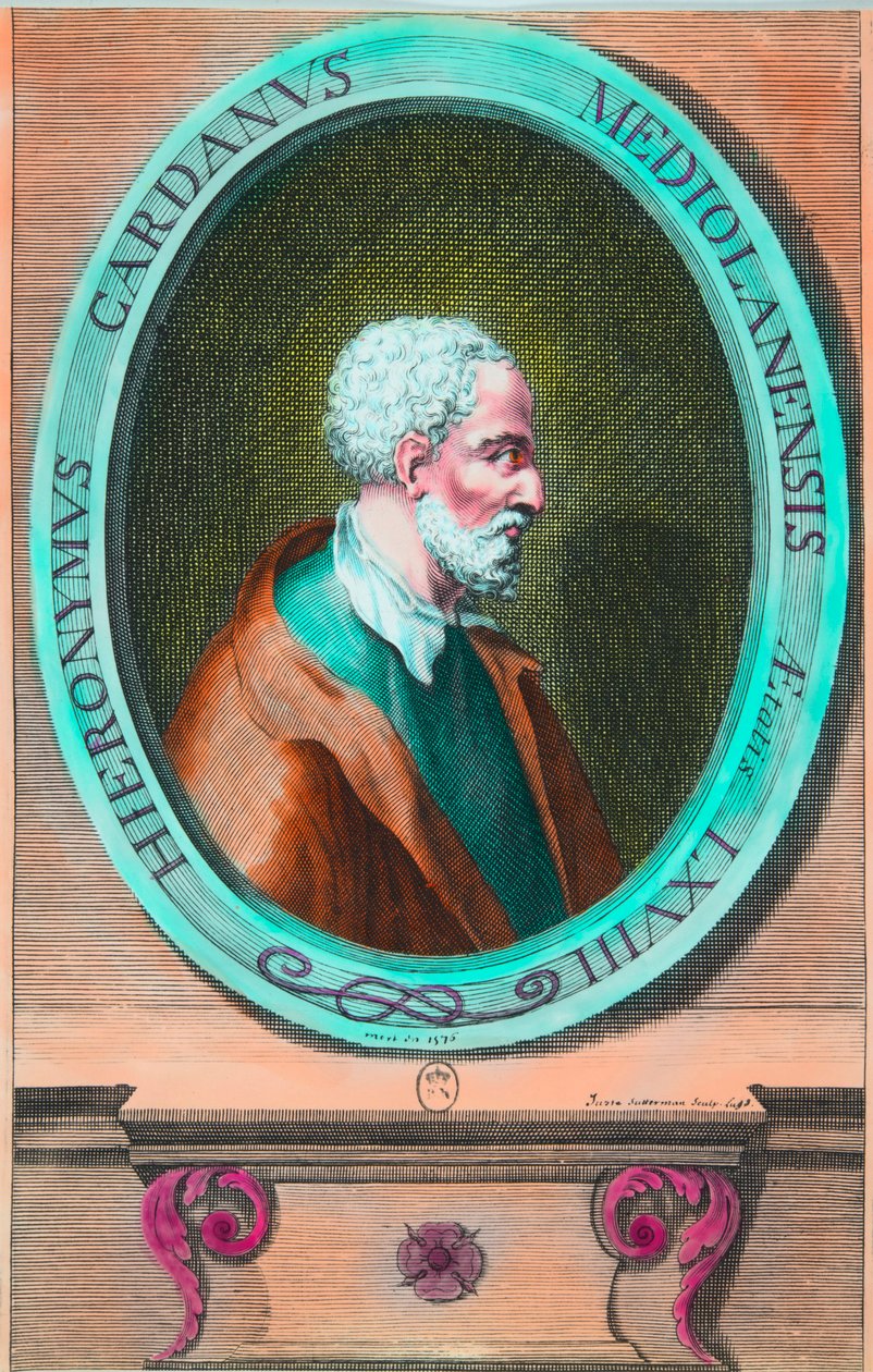 Porträtt av Girolamo Cardano (Hieronymus Cardanus) (1501-1576) italiensk matematiker, filosof, astrolog och läkare, Privee Collection av Anonymous Anonymous