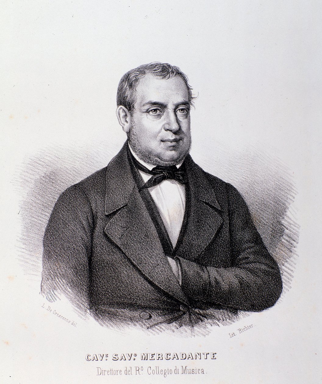 Porträtt av Giuseppe Saverio Mercadante (litografi) av Anonymous Anonymous
