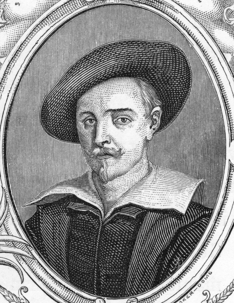 Porträtt av Guido Reni (1575-1642). italiensk målare. gravyr av 1859 i "" gallerierna i Europa - Italien "" av armengaud. Privat samling. av Anonymous Anonymous