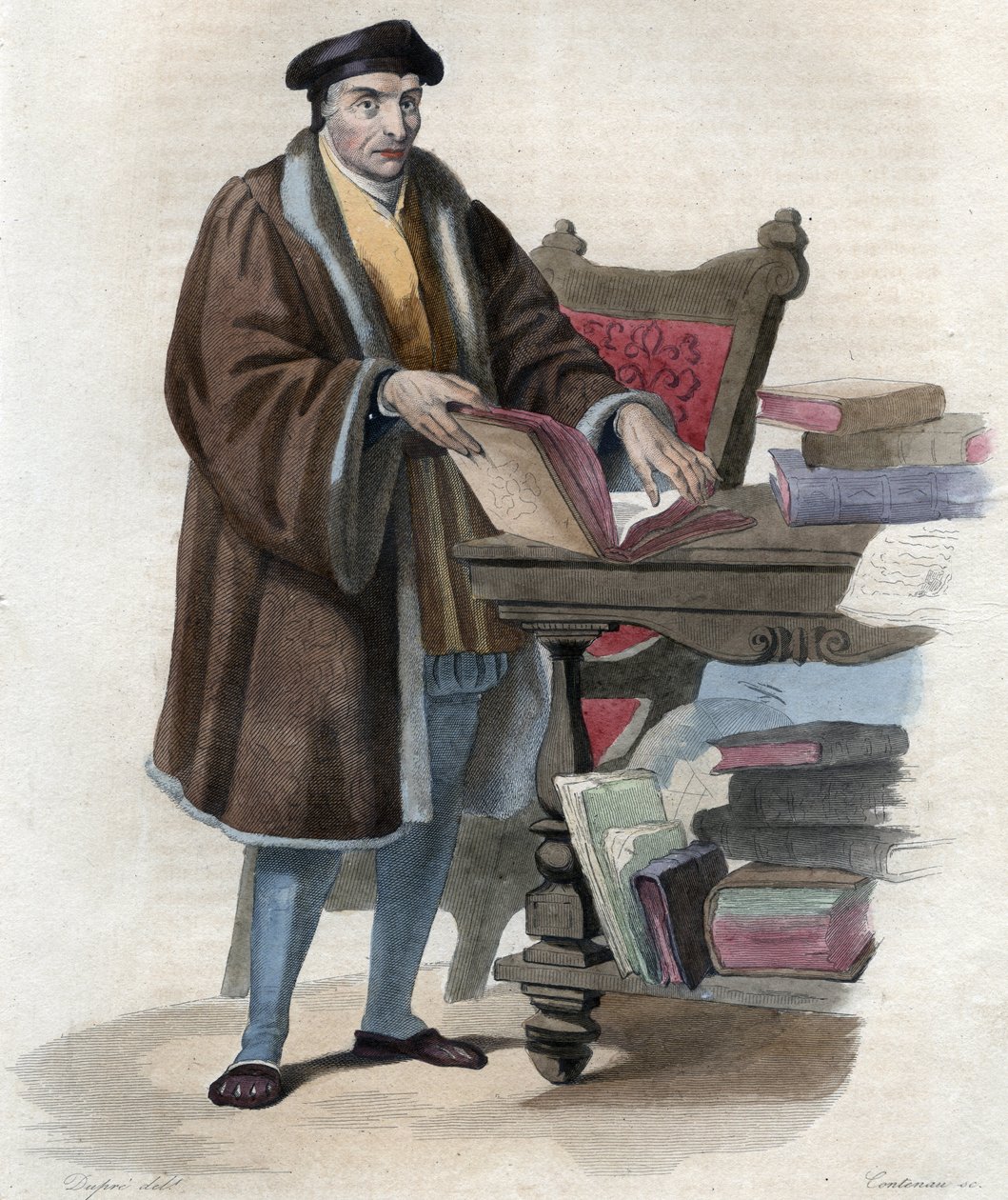 Porträtt av Guillaume Bude (Budee) (Budaeus) (1467-1540), fransk forskare. illustration från ""The French Plutarch"" av Edmond Mennechet av Anonymous Anonymous