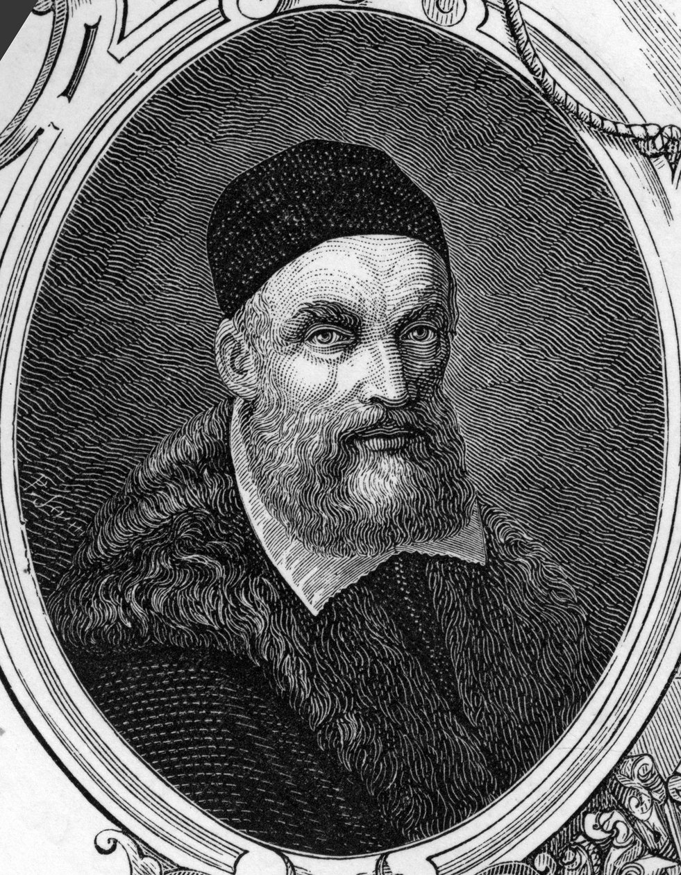 Porträtt av Jacopo eller Giacomo Bassano (1518-1592) italiensk målare. Gravyr av 1859 i "" gallerierna i Europa - Italien "" av armengaud. Privat samling. av Anonymous Anonymous