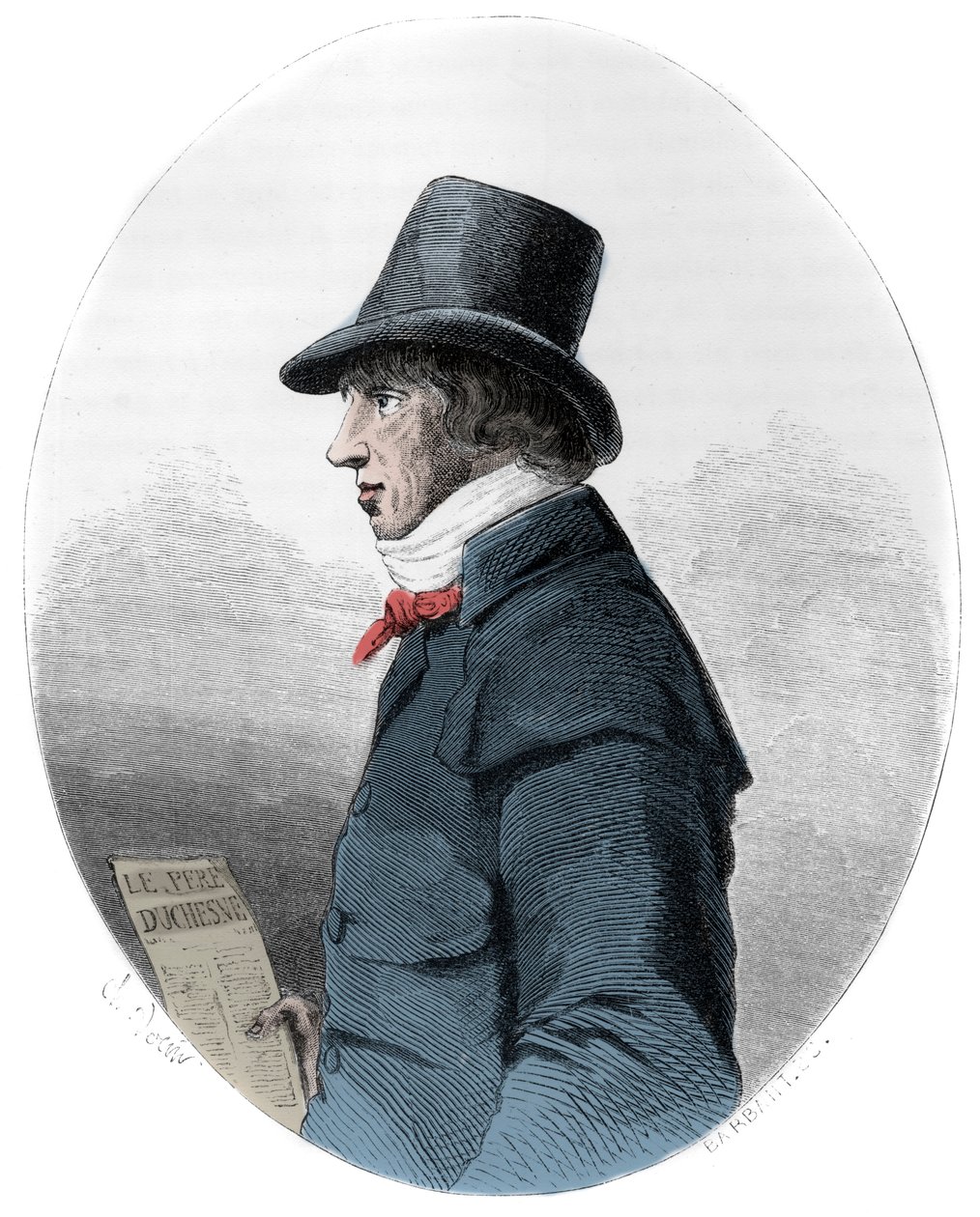 Porträtt av Jacques-Rene Hebert (1757-1794), fransk journalist och politiker - Porträtt av Jacques Rene Hebert (1757-1794) fransk journalist och politiker - Gravyr från 1863 i "Den röda boken - Histoire De L