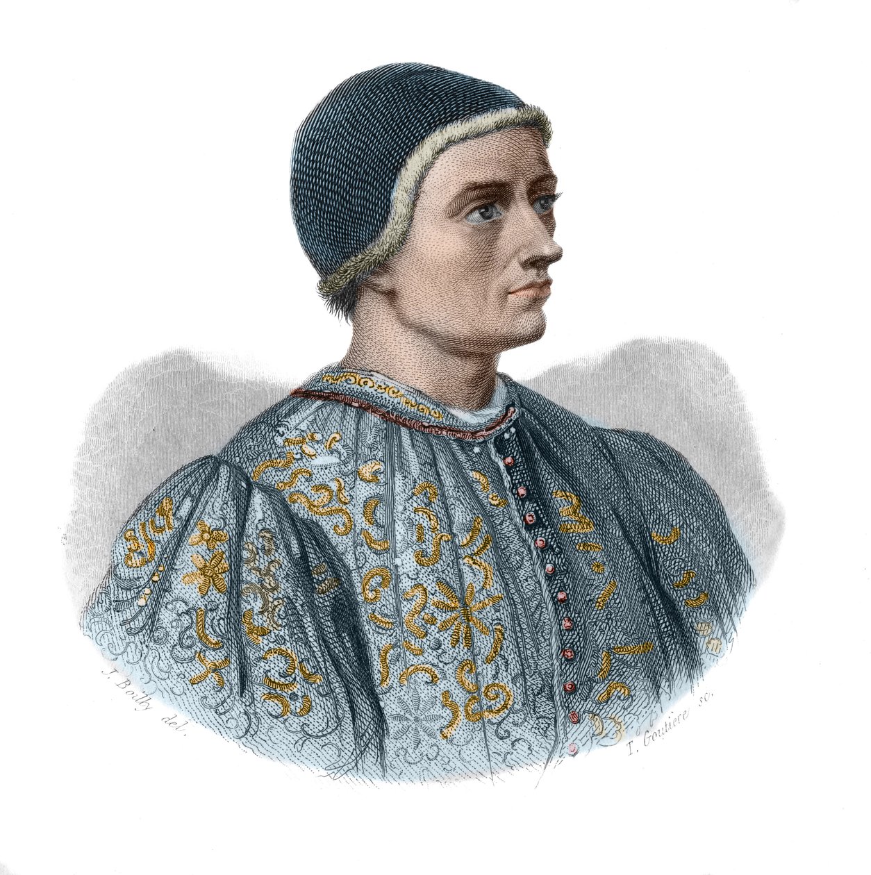 Porträtt av Jacques Coeur (1395-1456) kassör för kung Karl VII och fransk affärsman i "Porträtt och historia av användbara män: män och kvinnor i alla länder och av alla förhållanden, som förvärvat rättigheter till mäns erkännande" publicerade en av Anonymous Anonymous