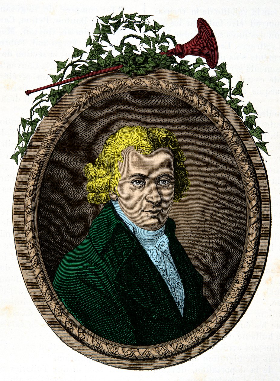 Porträtt av Jean Baptiste Cant Hanet, dit Clery (1759-1809) betjänt av kung Ludvig XVI under hans fångenskap vid templet, gravyr, privat samling av Anonymous Anonymous