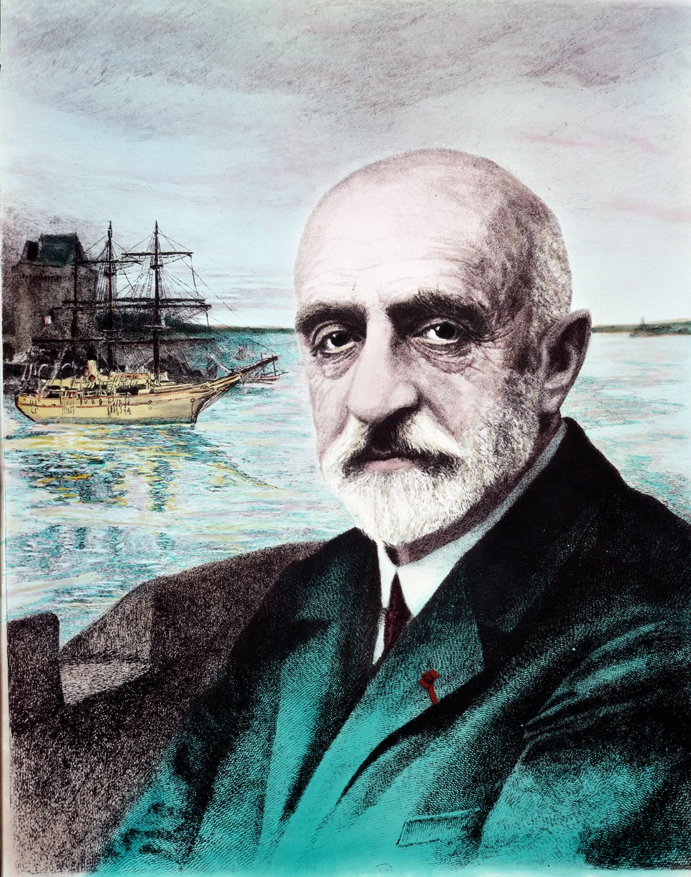 Porträtt av Jean Baptiste Charcot (1867-1936), läkare, utforskare av polarzonerna. 1900-talets privatsamling av Anonymous Anonymous
