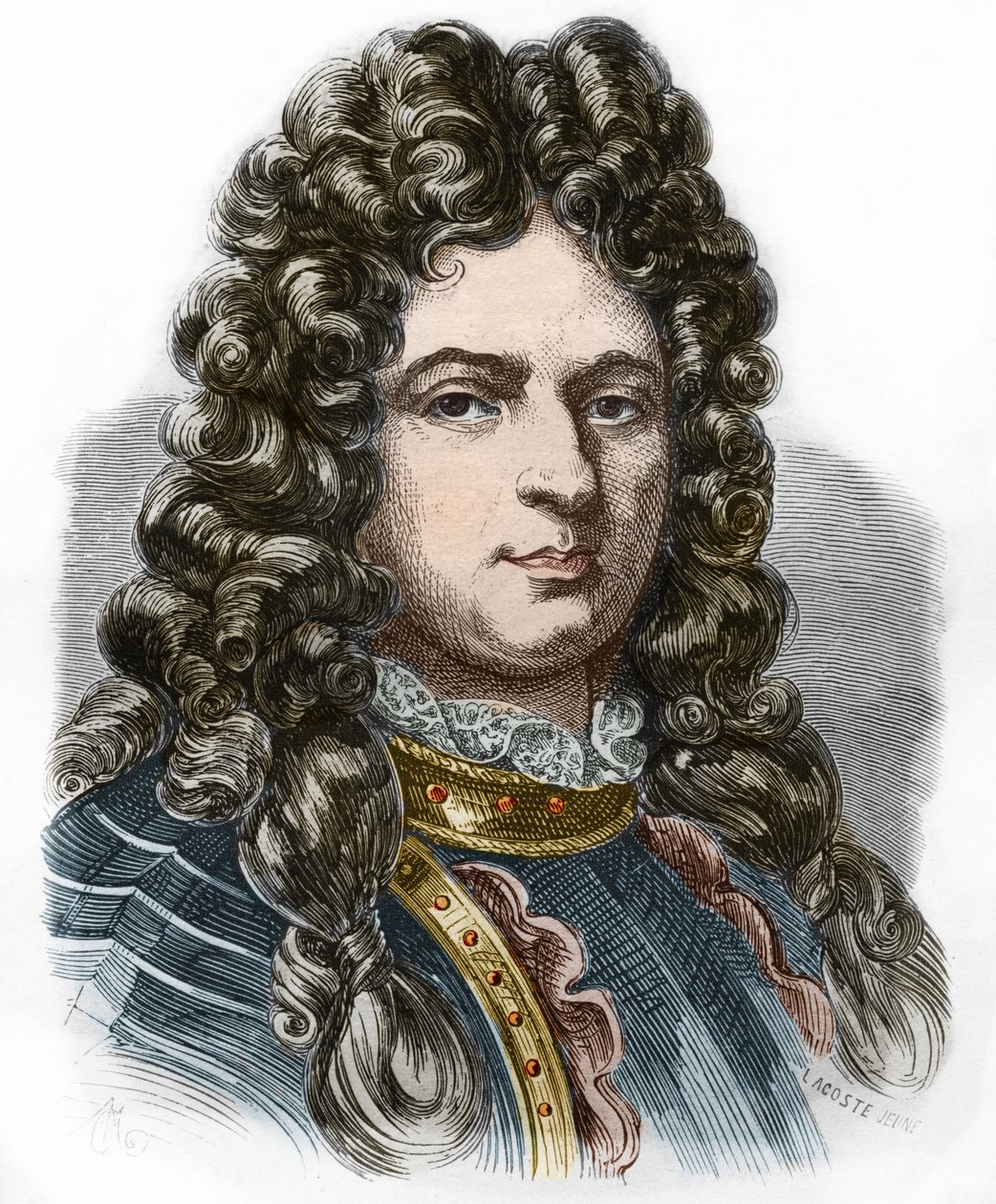Porträtt av Jean Bart (1650 - 1702), fransk kapare. Gravyr från 1800-talet. Privat samling. av Anonymous Anonymous