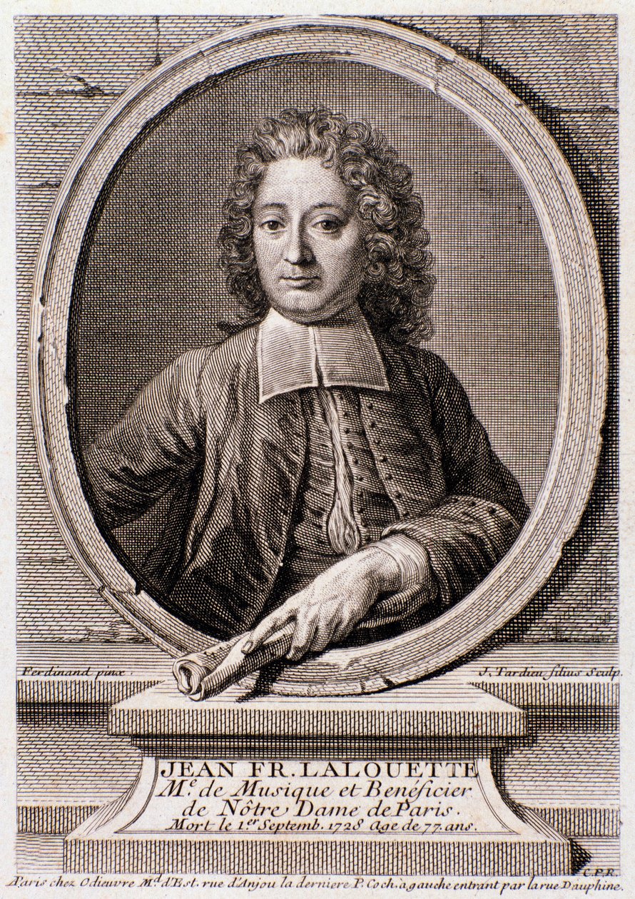 Porträtt av Jean Francois Lalouette (1651-1728) engelsk kompositör och regissör Gravyr. 1700-talet. Milanesisk privatsamling av Anonymous Anonymous
