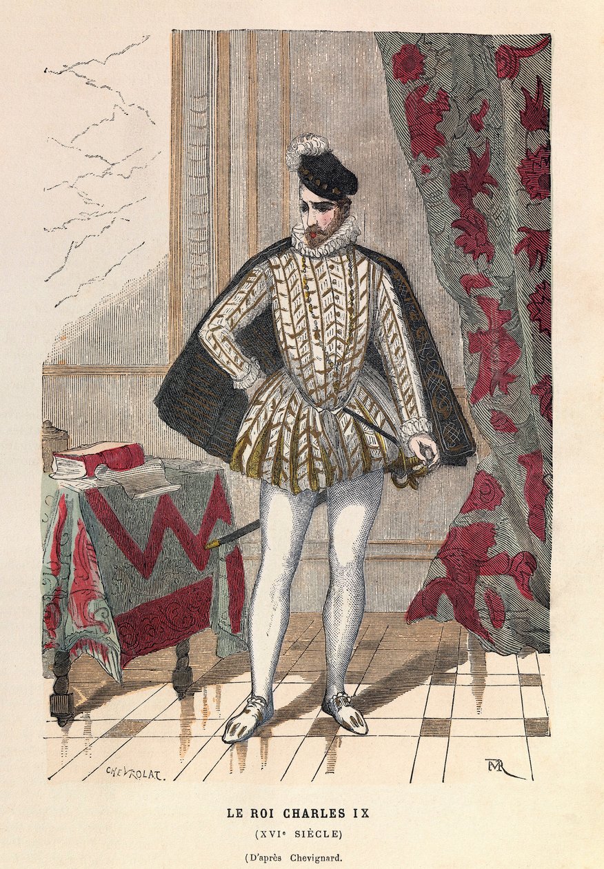 Porträtt av kung Karl IX (1550 - 1574) - Porträtt av kung Karl IX - privat samling av Anonymous Anonymous