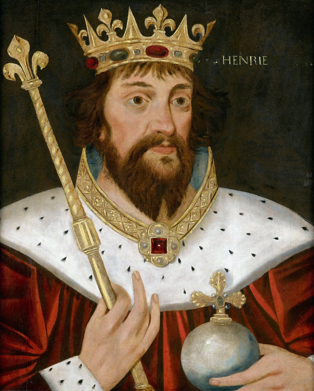 Porträtt av kung Henrik I av England (Henri I Beauclerc) (1068-1135), anonym. Olja på trä, 57x47. Privat samling av Anonymous Anonymous