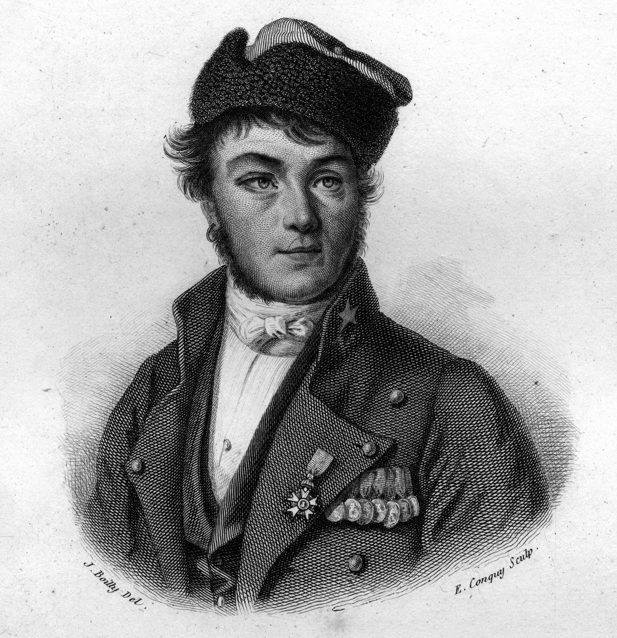 Porträtt av Louis Brune (1807-1843) räddare från Rouen I "Porträtt och historia av användbara män: män och kvinnor i alla länder och av alla förhållanden, som förvärvat rättigheter till mäns erkännande" publicerad och propagerad av Societe Montyon et Frank av Anonymous Anonymous