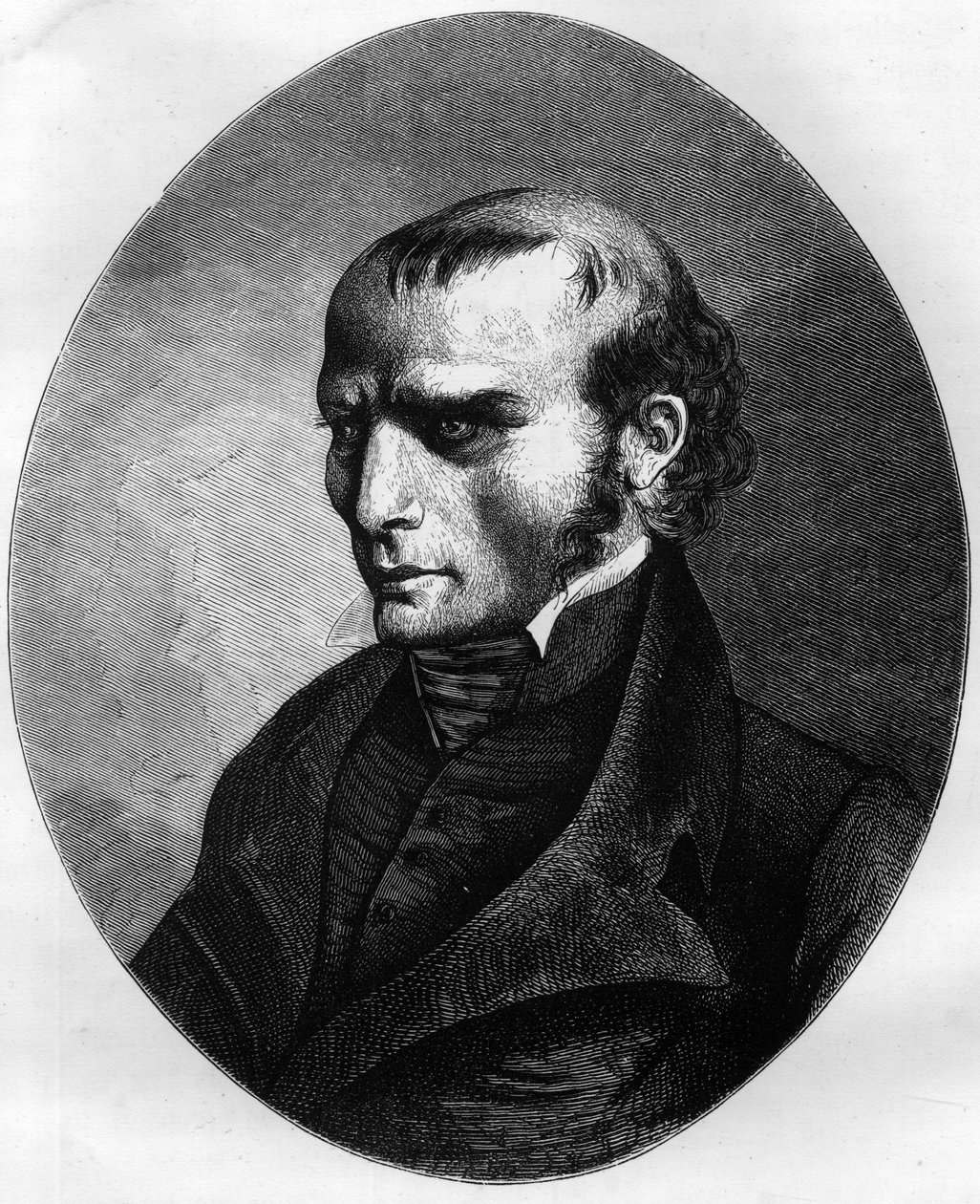 Porträtt av Louis Pierre Louvel (1783-1820), mördare av hertigen av Berry 1820 - Gravyr från 1863 i "Le Livre Rouge - Histoire De L