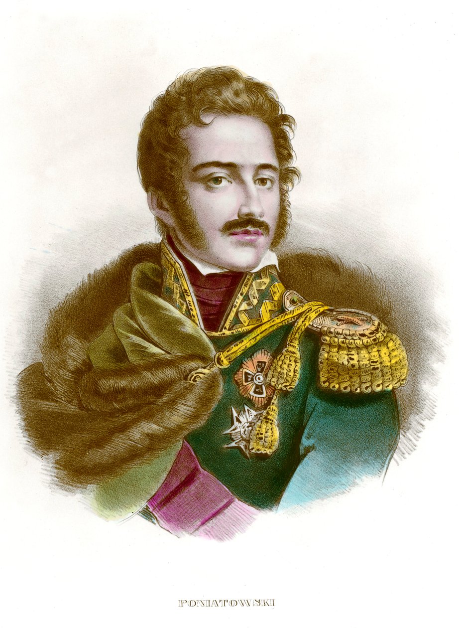 Porträtt av Marechal Joseph (Jozef) Antoni Poniatowski (1763-1813) polsk officer. Gravyr av 1800-talets privatsamling av Anonymous Anonymous