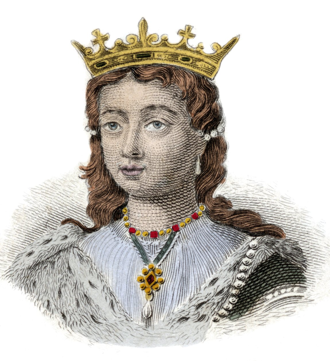 Porträtt av Margarita av Anjou, drottning av England (1429-1482) Gravyr från 1800-talet. Milanese av Anonymous Anonymous