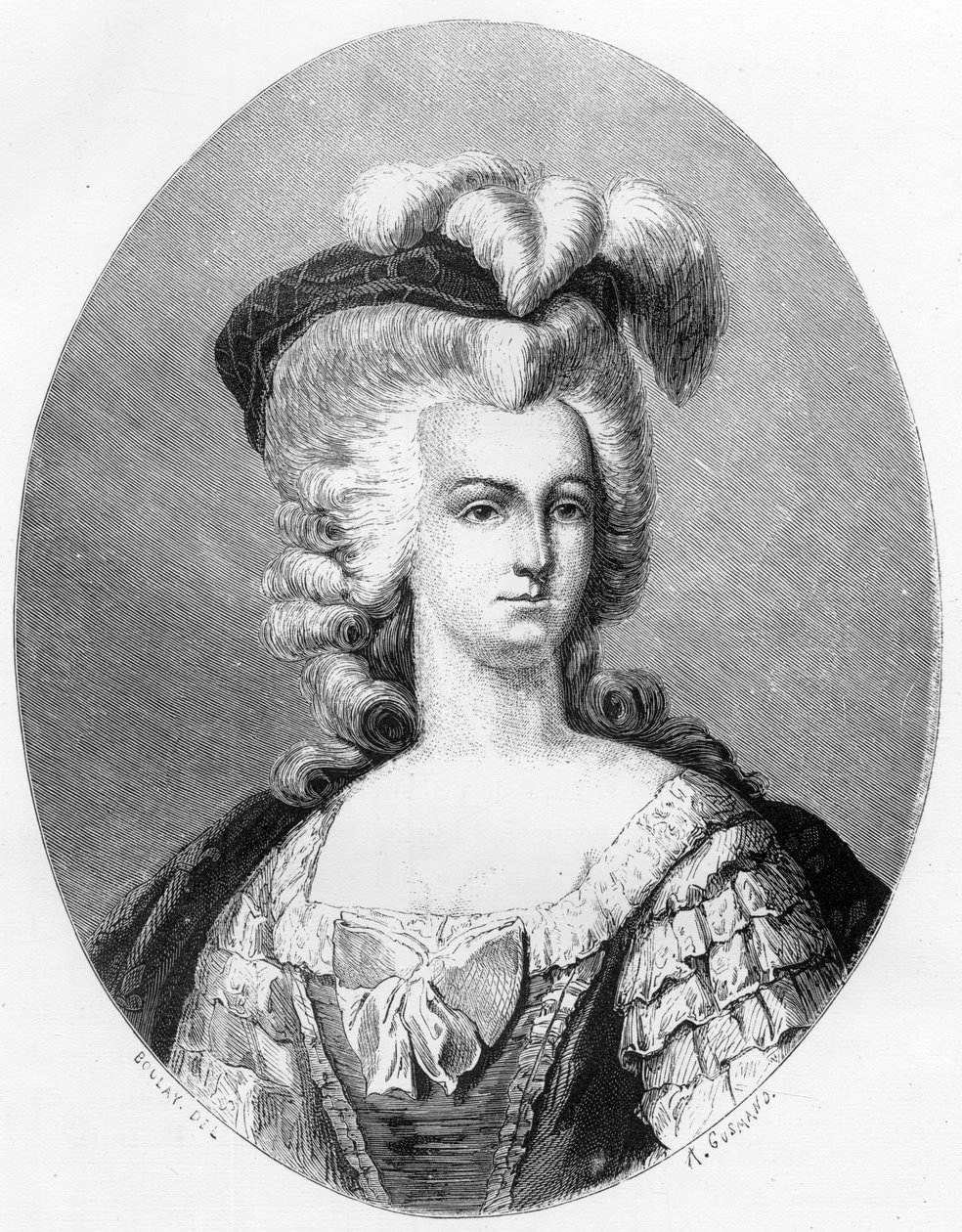 Porträtt av Marie Antoinette (1755-1793), Frankrikes drottning - Gravyr från 1863 i "Le Livre Rouge - Histoire De L