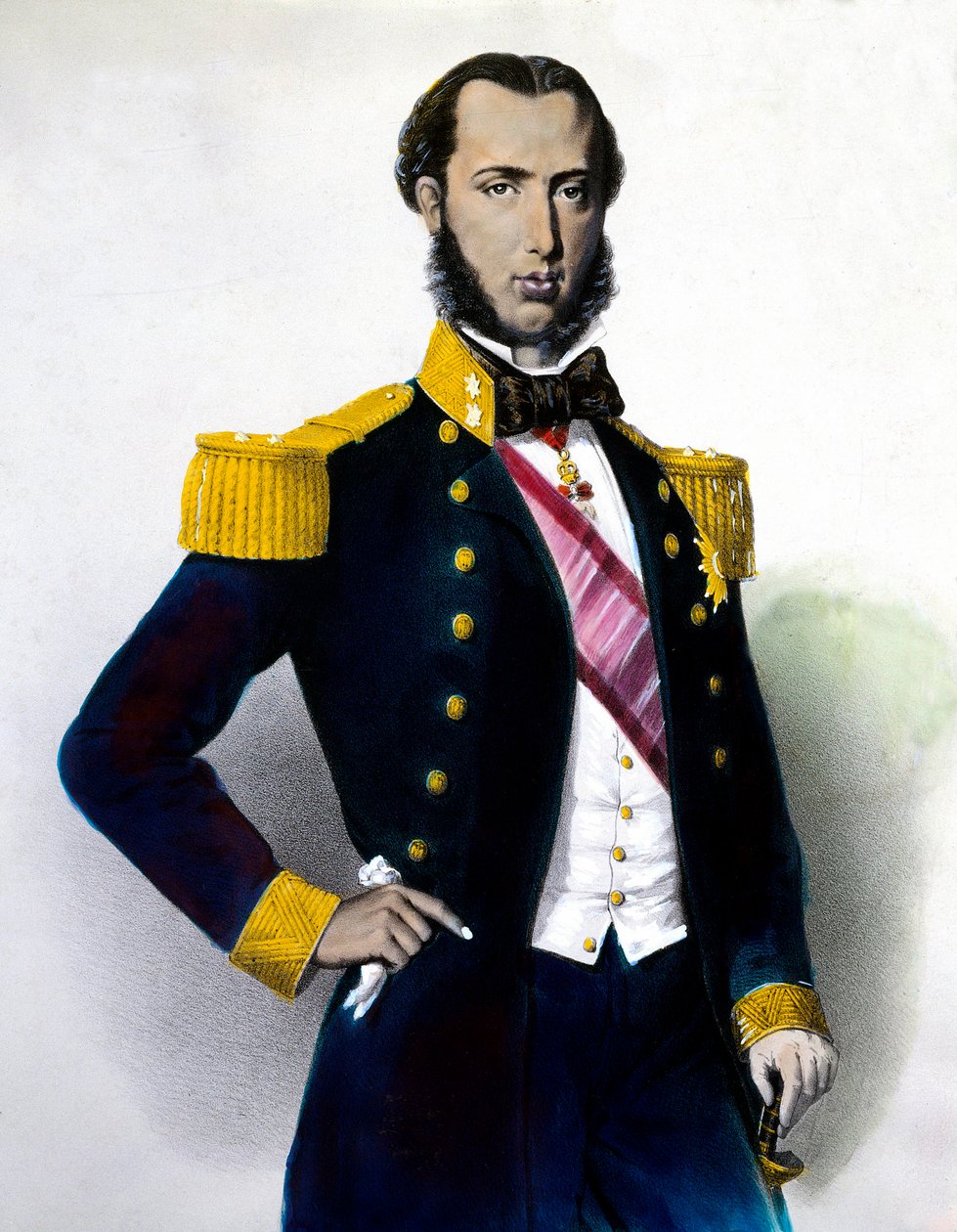 Porträtt av Maximilian I (Ferdinand Maximilian Joseph, kejserlig prins och ärkehertig av Österrike, kunglig prins av Ungern och Boheme), kejsare av Mexiko (1832-1867) Gravyr från 1800-talet. Privat samling av Anonymous Anonymous