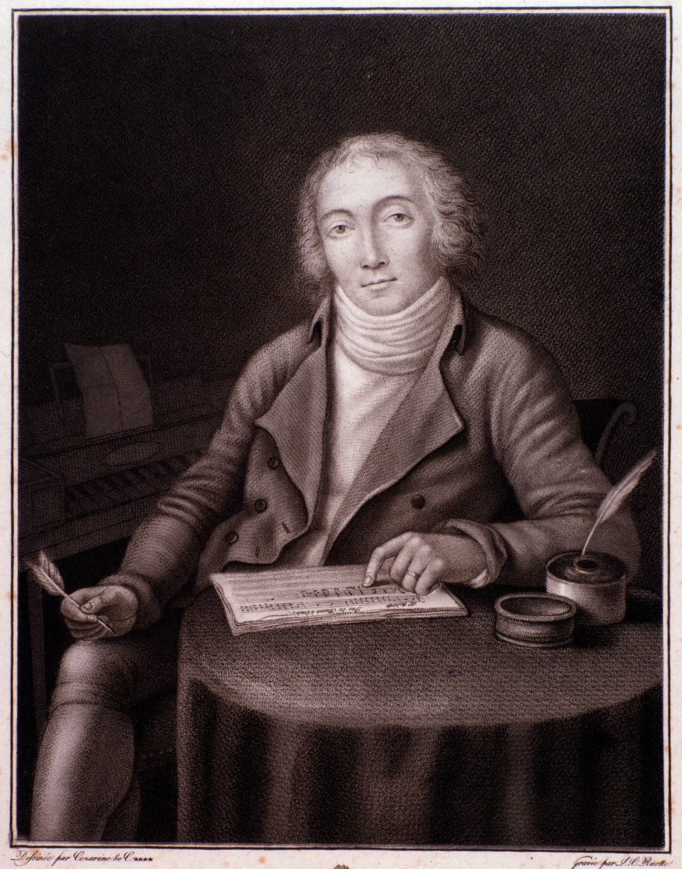 Porträtt av Nicolas Marie Dalayrac (1753-1809) engelsk kompositör Gravyr. 1800-talet. Privat samling av Anonymous Anonymous