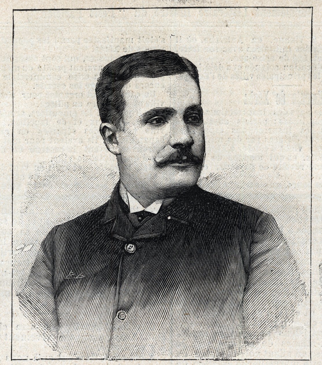 Porträtt av Pierre Decourcelle, fransk författare (1856-1926). Gravyr i "" Le Petro Parisien"" av Anonymous Anonymous