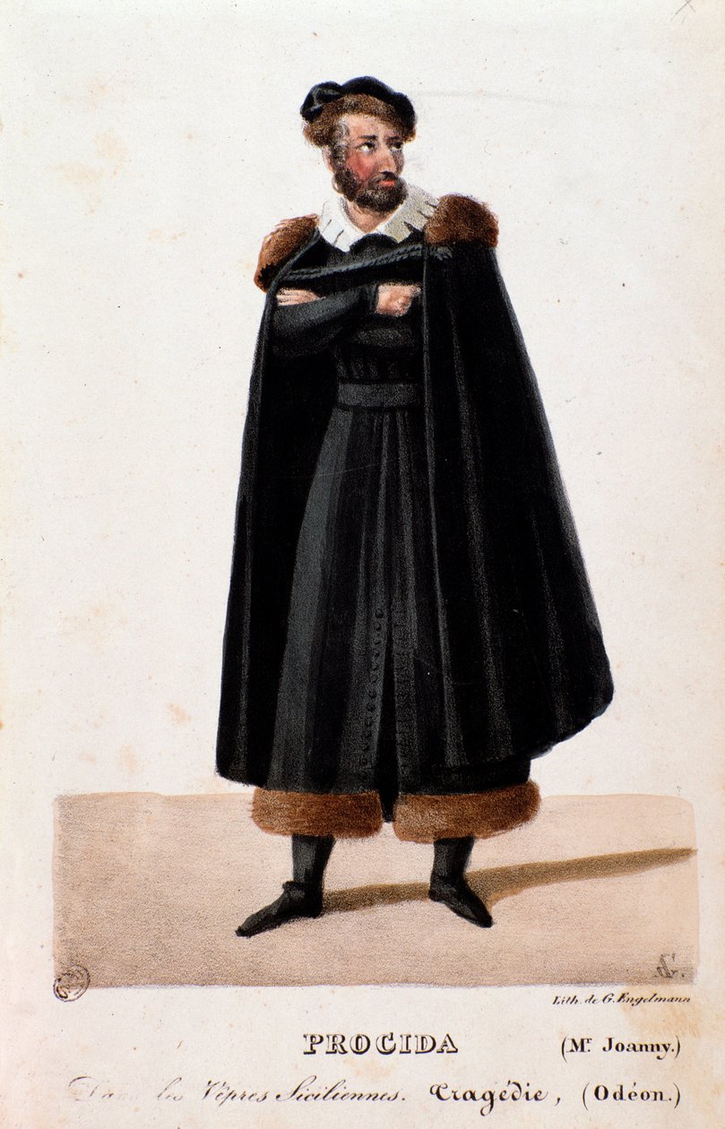 Porträtt av Procida tolkat av Joanny i The Sicilian Vespers opera av Giuseppe Verdi av Anonymous Anonymous