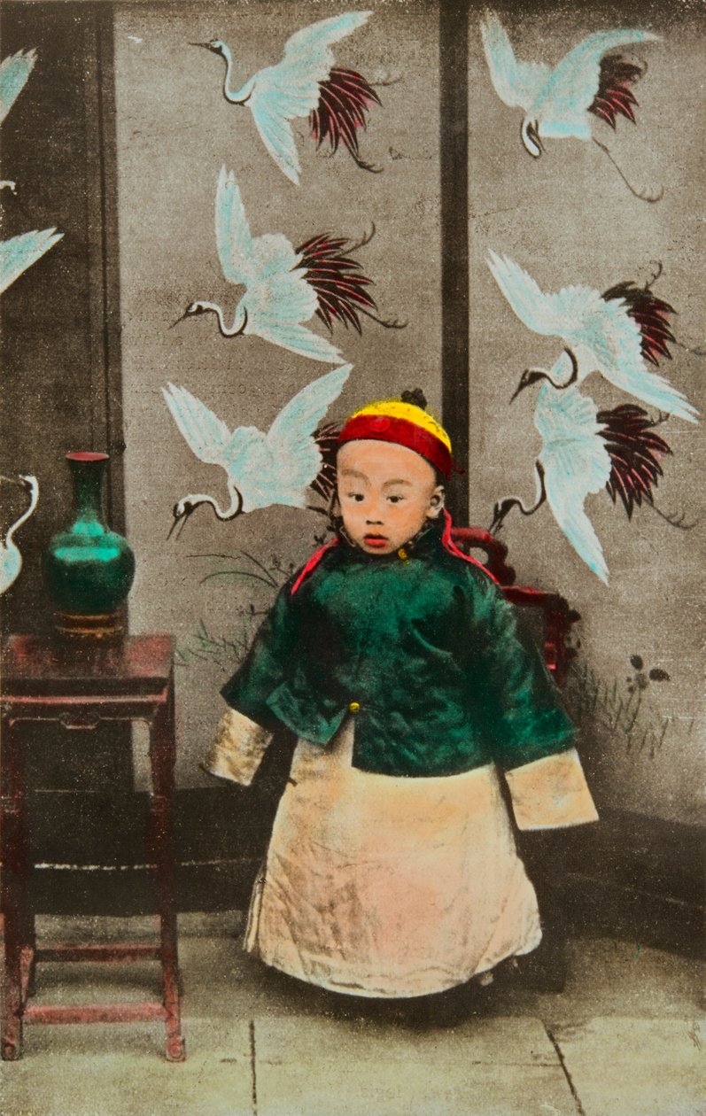 Porträtt av Puyi (Pou yi) cirka 1911 (1906-1967) 12:e och sista kinesiska kejsaren under Qingdynastin (gravyr) av Anonymous Anonymous