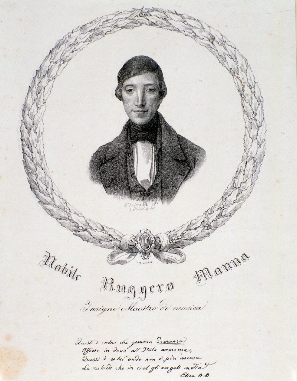 Porträtt av Ruggero Manna (litografi) av Anonymous Anonymous