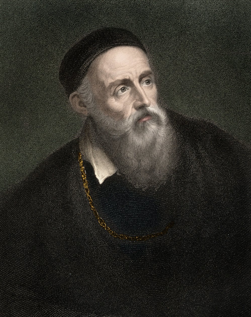 Porträtt av Tizian (1490-1576), Tiziano Vecellio, venetiansk målare av Anonymous Anonymous