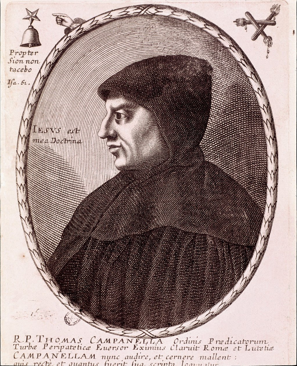 Porträtt av Tommaso Campanella, dominikansk munk och filosof. Gravyr. av Anonymous Anonymous