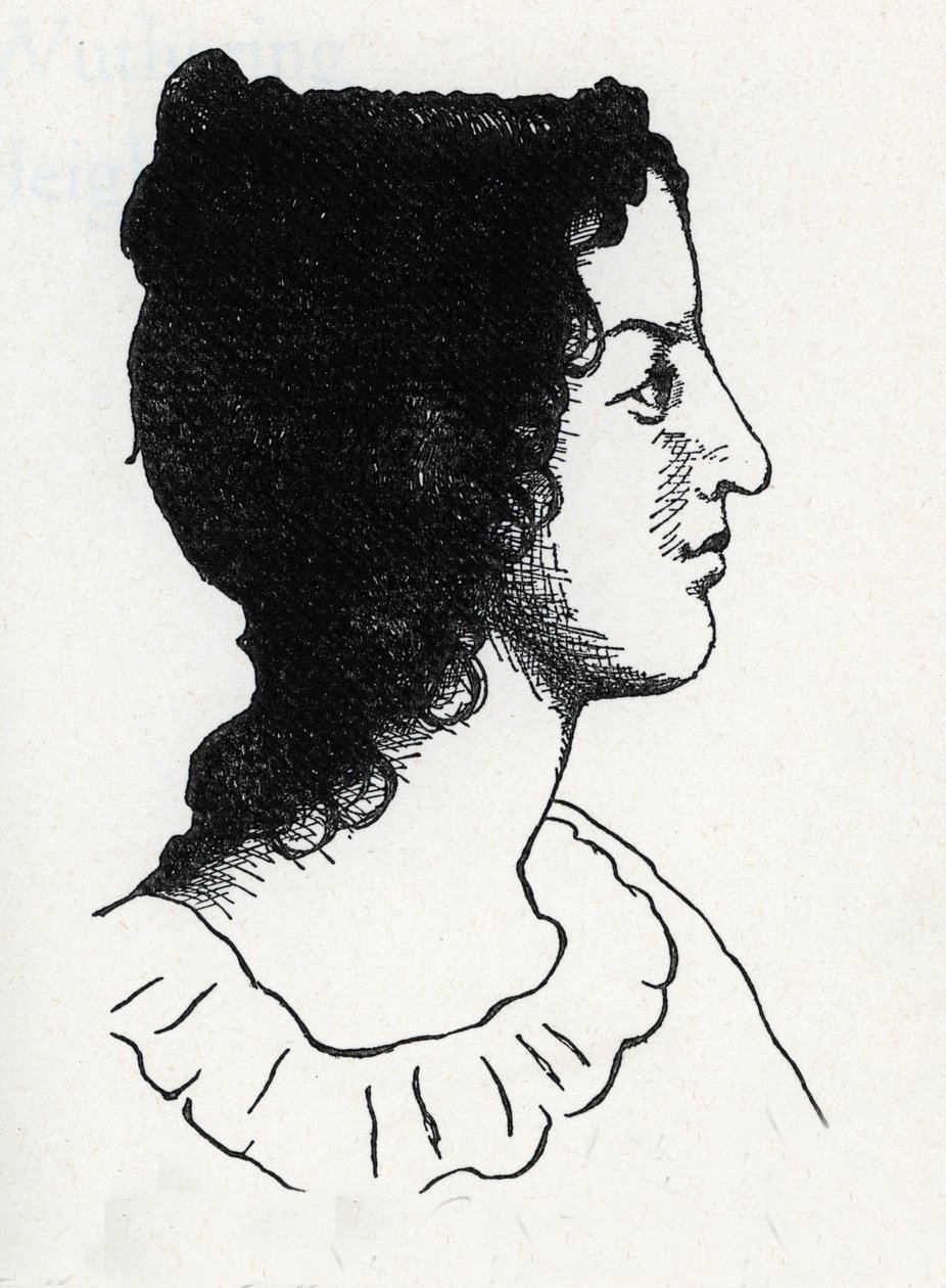 Porträtt av den brittiska författaren Emily Bronte (1818-1848) (gravyr från "Les Hauts de Hurlevent") av Anonymous Anonymous