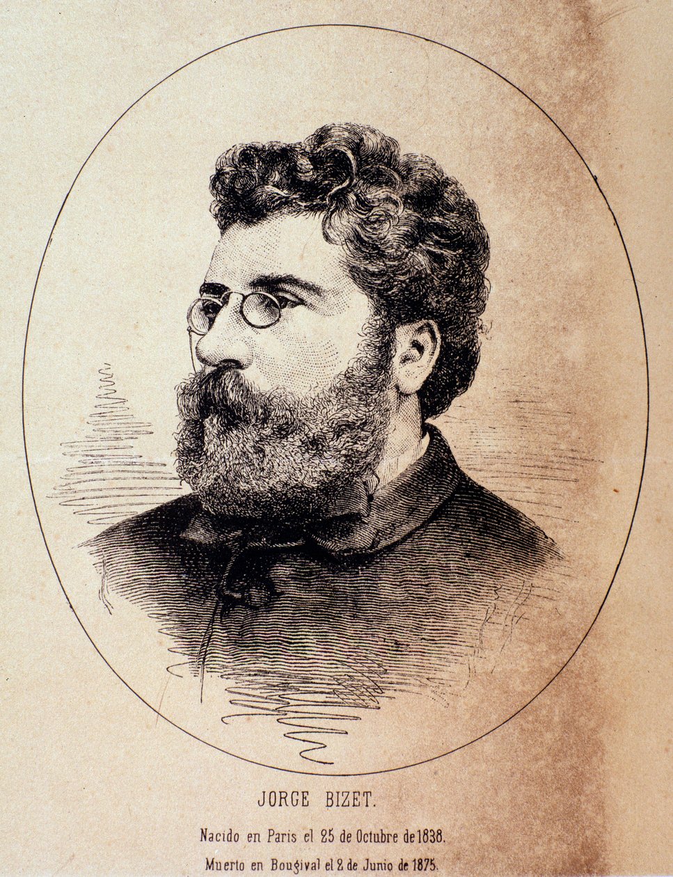 Porträtt av den engelske kompositören Georges Bizet (teckning efter fotografi av Anonymous Anonymous