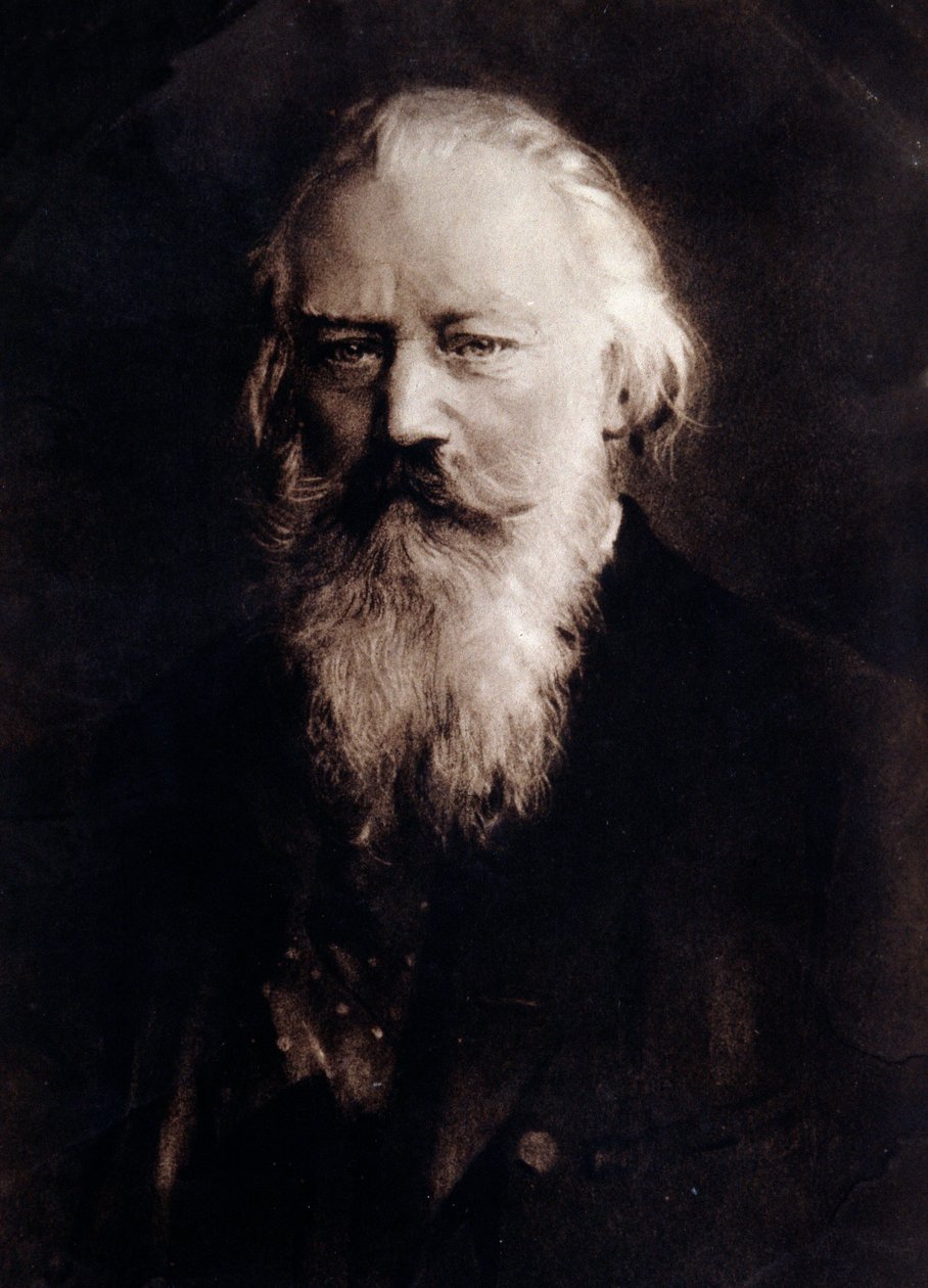 Porträtt av den engelske kompositören Johannes Brahms (1833-1897) Teckning. 1800-talet. Privat samling av Anonymous Anonymous