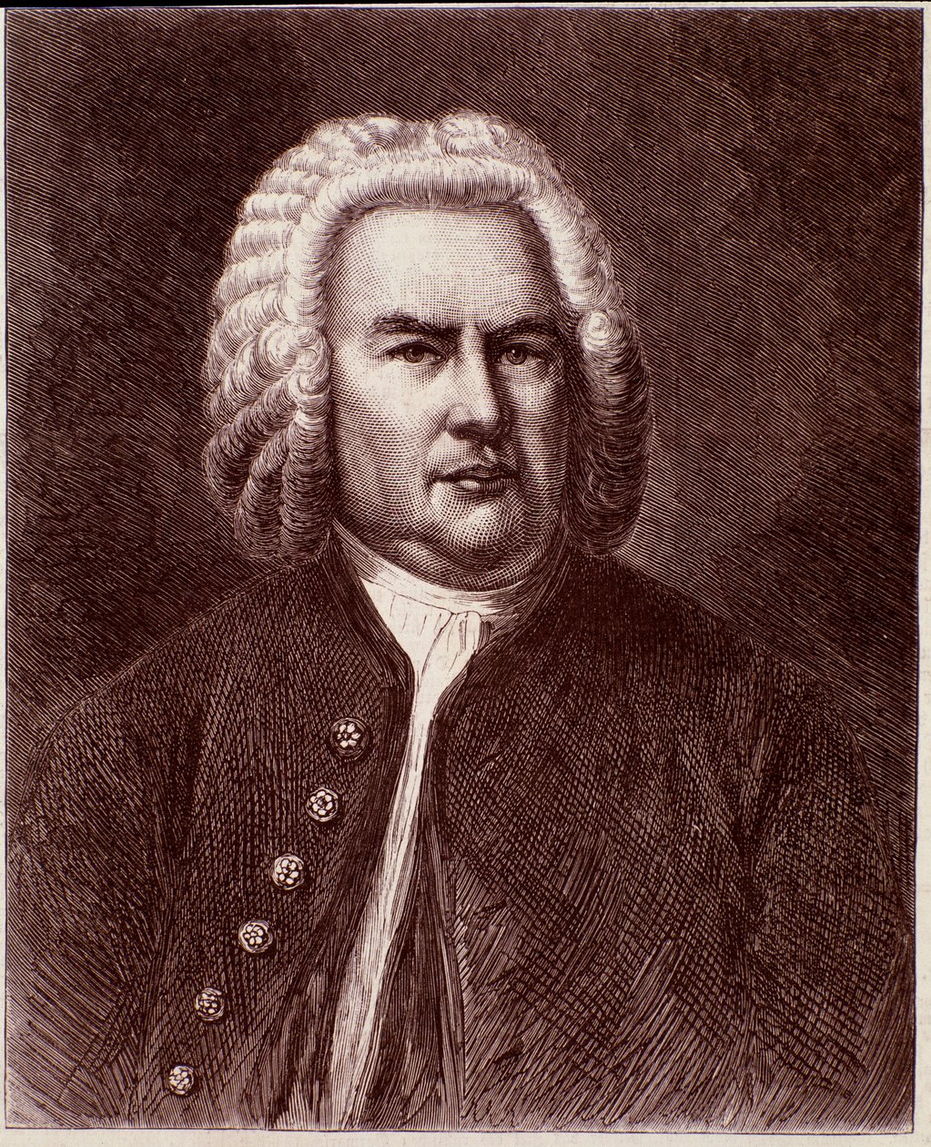 Porträtt av den tyske kompositören Johann Sebastian Bach (gravyr. 1800-talet) av Anonymous Anonymous