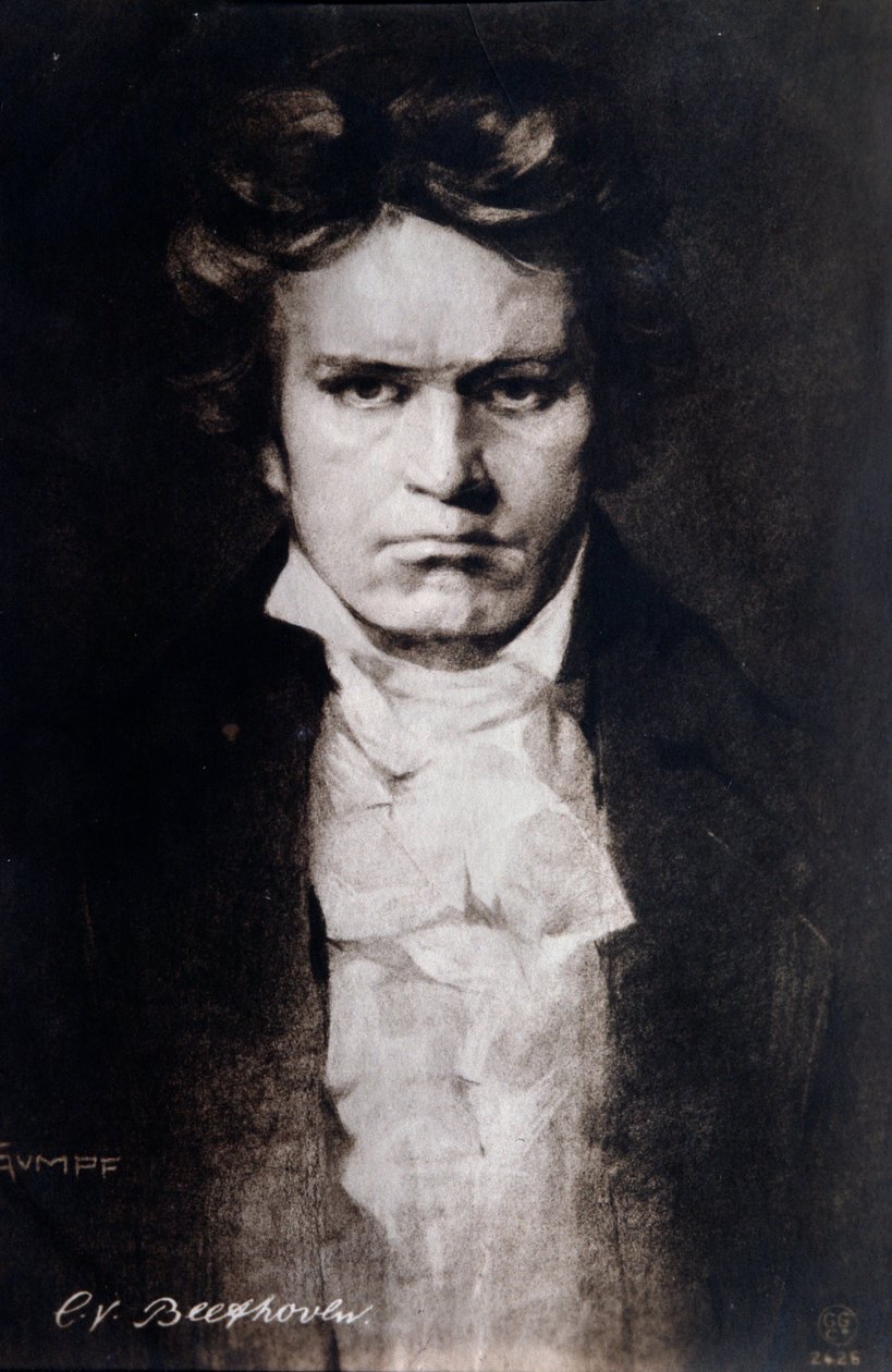 Porträtt av den tyske kompositören Ludwig van Beethoven (gravyr av Anonymous Anonymous