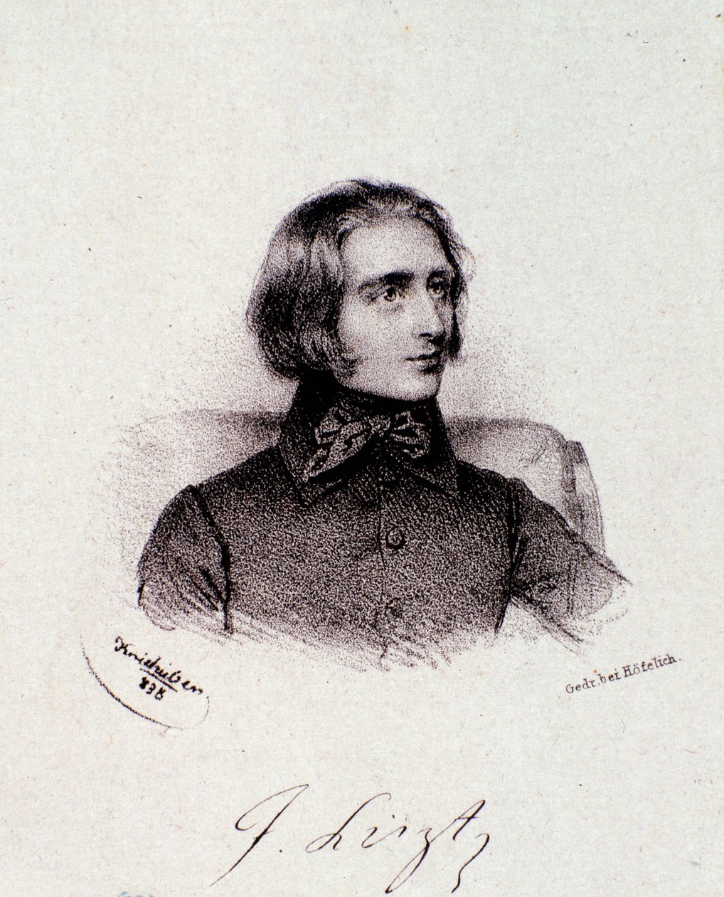 Porträtt av den ungerske kompositören Franz Liszt (1811-1886) Gravyr. 1800-talet. Milanesisk privat samling av Anonymous Anonymous