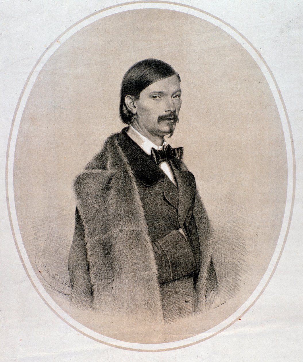 Porträtt av den italienske dirigenten, kontrabasmusikern och kompositören Giovanni Bottesini (teckning. 1858) av Anonymous Anonymous