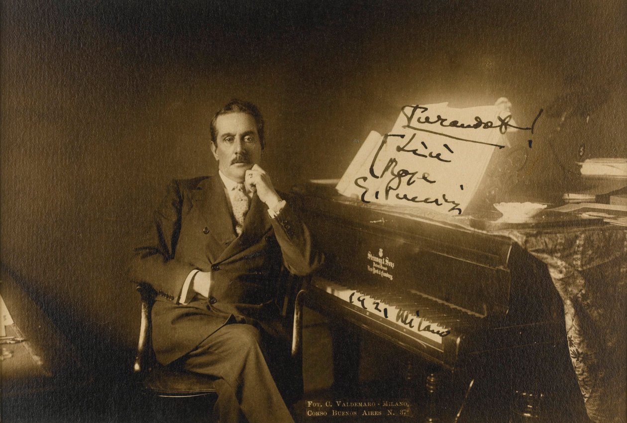 Porträtt av kompositören Giacomo Puccini (1858-1924) av Anonymous Anonymous