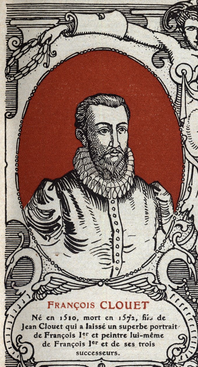 Porträtt av den franske målaren Francois Clouet (1510-1572) Gravyr från 1914. av Anonymous Anonymous
