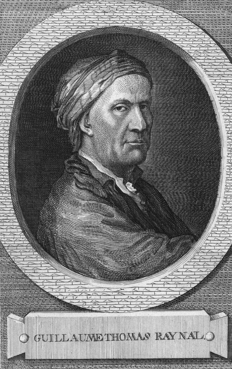 Porträtt av den franske författaren, tänkaren och prästen Guillaume-Thomas Raynal (1713-1796)” (Guillaume Thomas Raynal Fransk författare och brevmannen under upplysningstiden) Gravyr av 1800-talet Privatsamling av Anonymous Anonymous